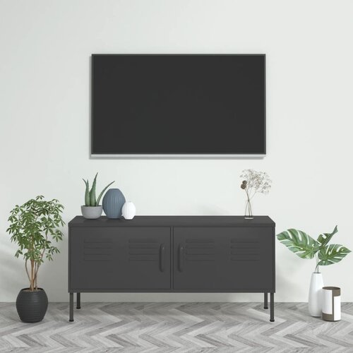 The Living Store TV omarica antracitna 105x35x50 cm jeklo - TV Omarica, (21376731) Slike
