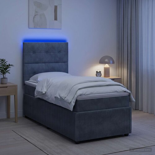  LED okvir za krevet s madracem Tamnosiva 80 x 200 cm Baršun Cene