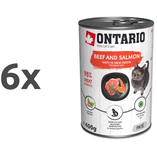 Ontario Cat Adult - goveja pa&scaron;teta z lososom & spirulino 6 x 400 g Cene