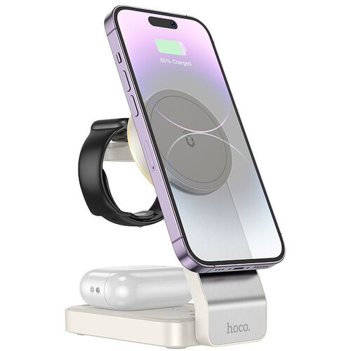 Hoco wireless punjač CQ3 3in1 magsafe 15W beli Slike