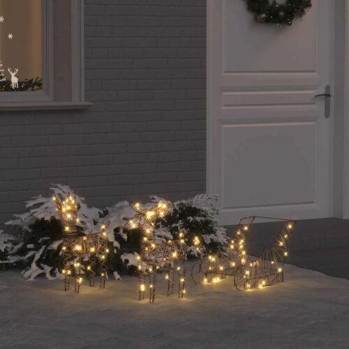  Reindeer vuče saonice Topla bijela 53 x 28 x 33 cm Ratan Cijene