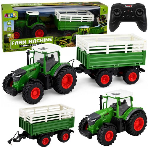  Remote Controlled RC Agricultural Tractor with Tipper Trailer and Lights 1:24 Cene