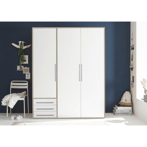 Modern Living omara s klasičnimi vrati lyss, bela, hrast, 155 cm Slike