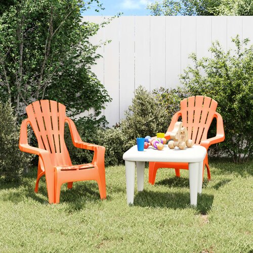 The Living Store Vrtni stoli 2 kosa za otroke oranžna 37x34x44 cm PP videz lesa - Vrtni Stol, (21467386) Slike