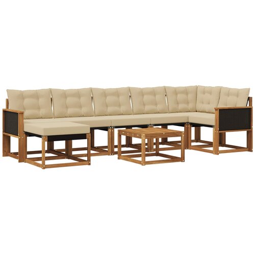 vidaXL Zunanja garnitura za sedenje z blazino 8 pcs Naravna in bež, (5000282076) Cene