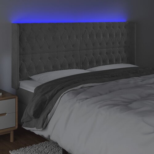 LED uzglavlje svjetlosivo 183 x 16 x 118/128 cm bar&amp;scaron;unasto Slike