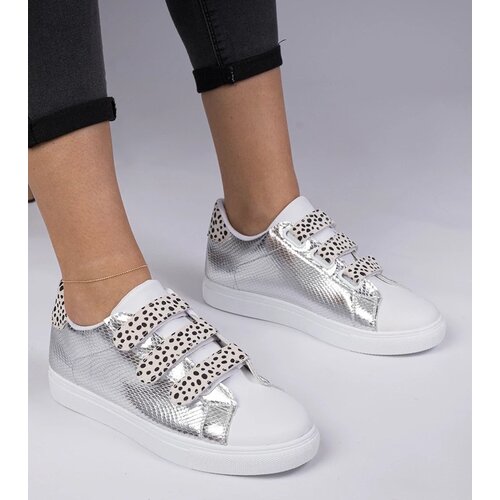 D/CEO marka niezdefiniowana Silver sneakers with animal print finish, Velcro Astrala Cene