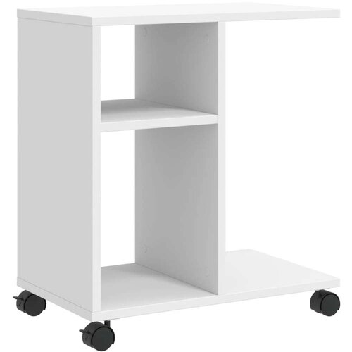 VidaXL Bočni stolić s kotačima bijeli 50x30x55 cm konstruirano drvo Slike
