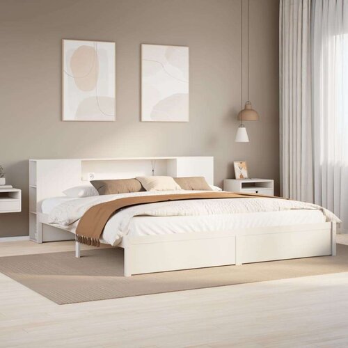 vidaXL Krevet s regalom z knjige bez madraca bijeli 180x200cm borovina Cene