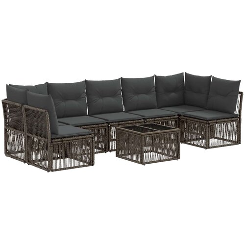 vidaXL Vrtna sedežna garnitura 8 pcs Siva poli ratan, (5000269389) Cene