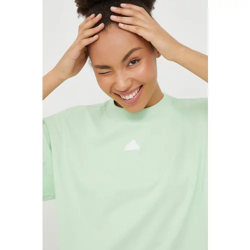 Adidas Bombažna kratka majica ženski, zelena barva