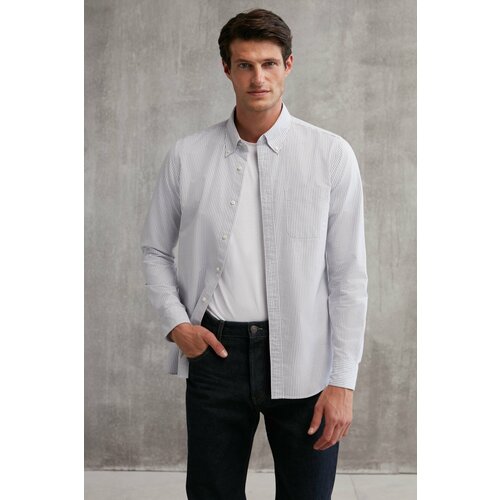GRIMELANGE Cliff Oxford Regular Gray / White Single Shirt Slike