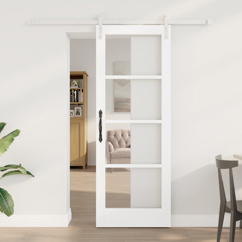 VidaXL drsna vrata z opremo &amp;#039;ORKDAL&amp;#039;Bela trda les in steklo, notranja vrata z steklom &amp;#039;ORKDAL&amp;#039;Bela 73.5x198.5x4 cm Slike