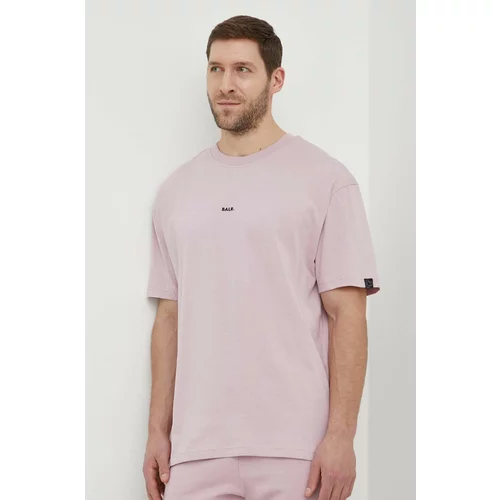 BALR. Pamučna majica za muškarce, boja: ružičasta, s aplikacijom