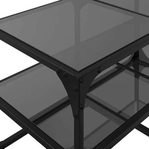  Stolić za kavu s crnom staklenom povr&amp;scaron;inom 78,5x40x45 cm čelik Slike