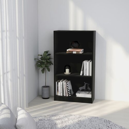 VidaXL knjižna omara 3-nadstropna črna 60x24x109 cm Slike