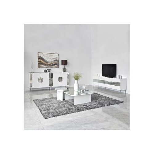 Hanah home komoda Dubai 180x80x40cm bijelo-srebrna Slike
