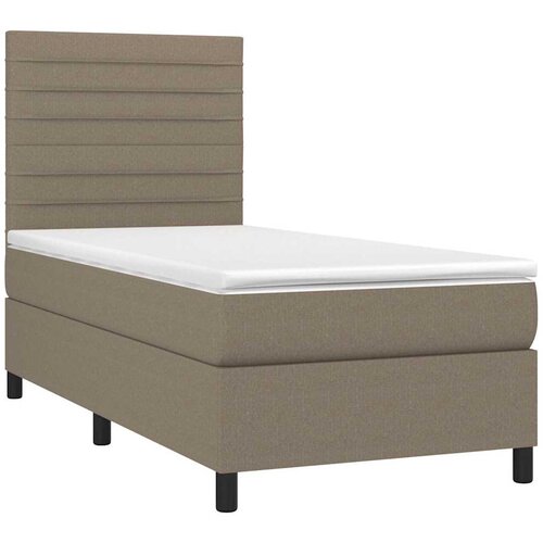  Krevet box spring s madracem LED smeđesivi 90x190 cm tkanina Slike