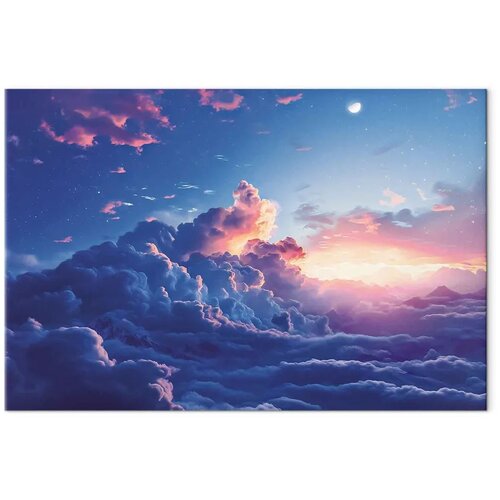  Slika - Night Concert in the Mountains: Clouds Illuminated by the Last Rays of the Sun 120x80 Slike