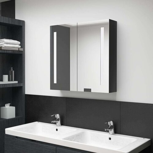 vidaXL led kopalniška omarica z ogledalom sijoče črna 62x14x60 cm Cene