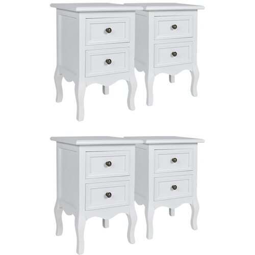 Maison Chic &amp;scaron;tiri delni komplet Nočne omarice - Nočne mize z 2 predaloma MDF bele barve, (21686990) Slike