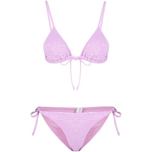 Trendyol Pink Triangle Tie Textured Bikini Set Cene