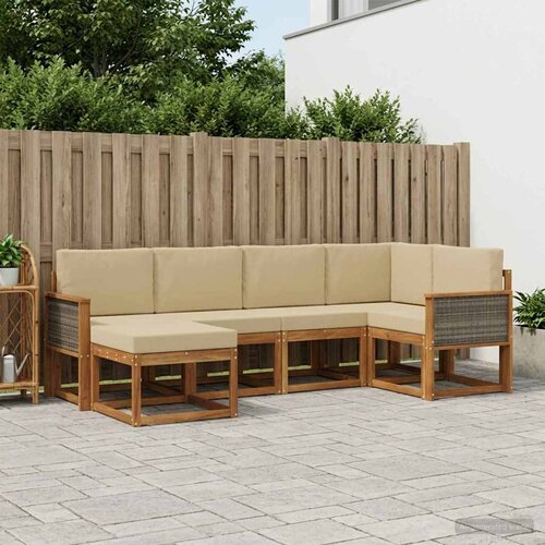  Set vanjskih sofa s jastukom 6 pcs Prirodna i bež Poliester Cene