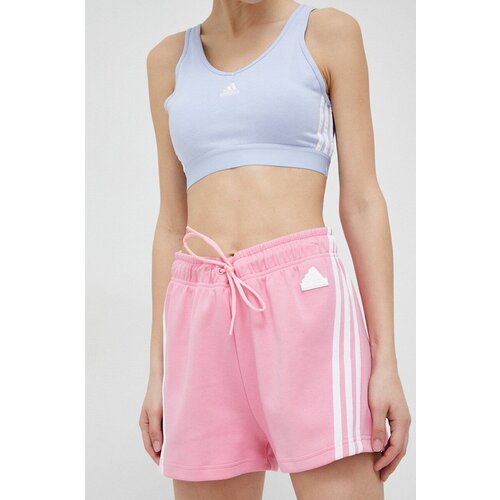 Adidas Kratke hlače za žene, boja: ružičasta, s aplikacijom, visoki struk Slike