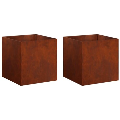  Vrtna saksija 2 kom. Rđa 25 x 25 x 25 cm Otporni čelik - Otporni čelik 25 x 25 x 25 cm 2 Slike