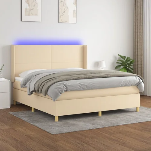  The Living Store Box spring postelja z vzmetnico LED krem 180x200 cm blago - Box Spring Postelja, (21455932)