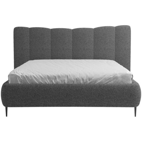 MID.YOU OBLAZINJENA POSTELJA 180 cm x 200 cm , les, tekstil, leseni material antracit Slike
