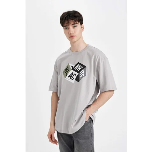 Defacto Oversize Fit Crew Neck Printed T-Shirt