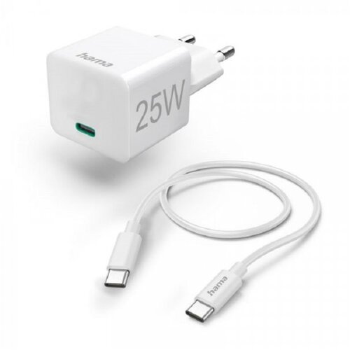 Hama Mini brzi punjac sa USB-C kablom, PD, 25W, 1.5m beli Slike