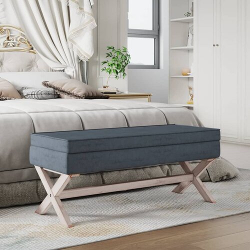 The Living Store Stolček s prostorom za shranjevanje temno siv 110x45x49cm žamet - Stolček S Prostorom Za Shranjevanje, (21482130) Slike