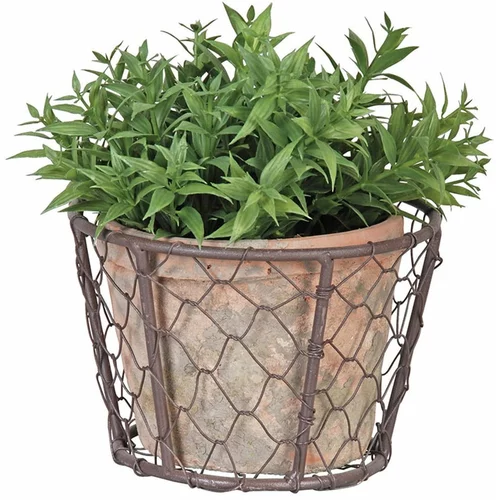 Esschert Design Žična košara z lončkom za rastline iz terakote