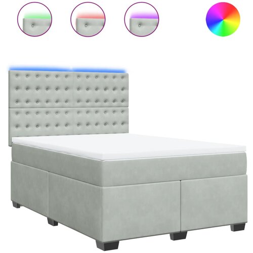 vidaXL Box spring postelja z vzmetnico svetlo siva 140x200 cm žamet, (21304880) Cene