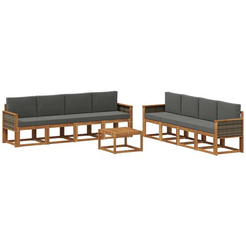 vidaXL Zunanja garnitura za sedenje 7 pcs Naravna in antracitna, (5000281556) Cene