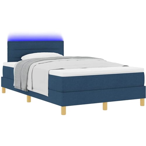  LED Box Spring Krevet s LED trakama Plava 120 x 200 cm tkanina Slike