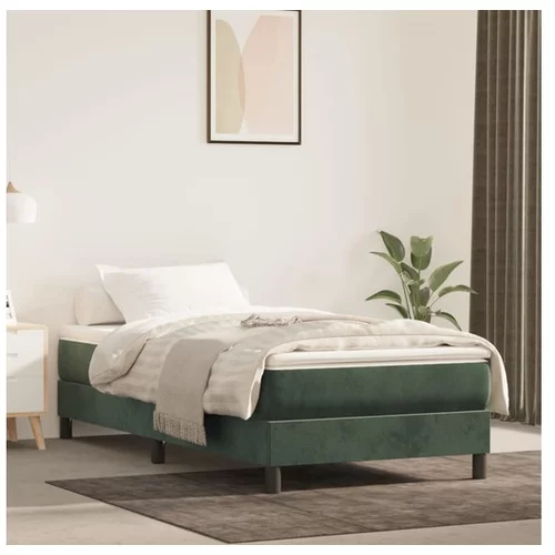  Box spring posteljni okvir temno zelen 100x200 cm žamet