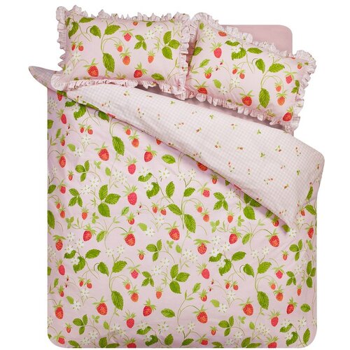 Catherine Lansfield Ružičasta 3-dijelna posteljina za bračni krevet 200x200 cm Strawberry Frills &ndash; Cijene