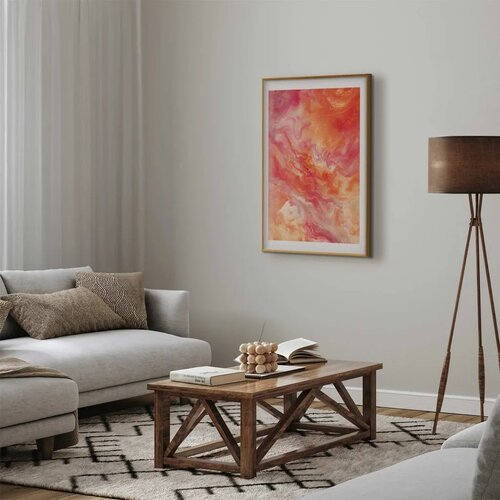  Plakat Fiery Colors - dynamic shapes in fire and pink tones 60x90 Zlatni okvir s margom Slike