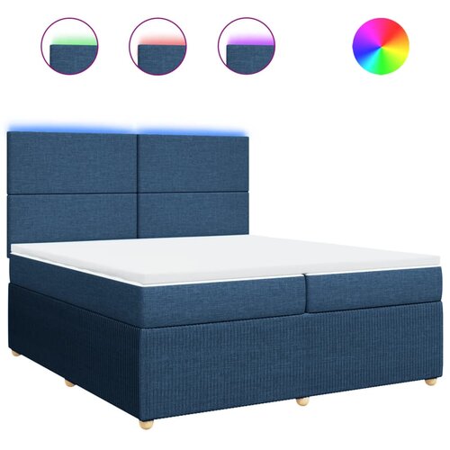 vidaXL Box spring postelja z vzmetnico modra 200x200 cm blago, (21310176) Cene