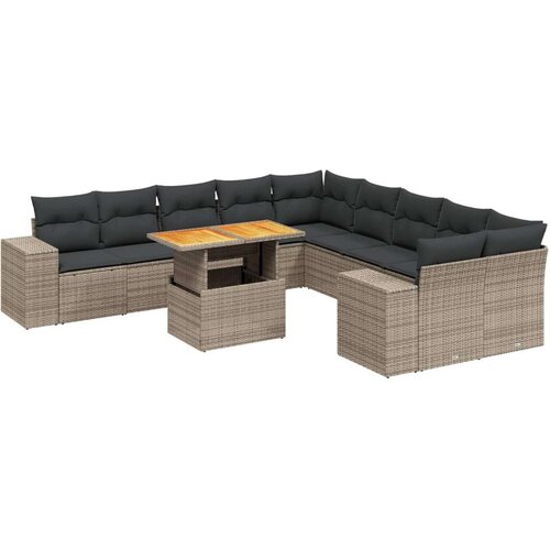 VidaXL 11-dijelni set vrtnih sofa od poliratana s jastucima sivi Slike