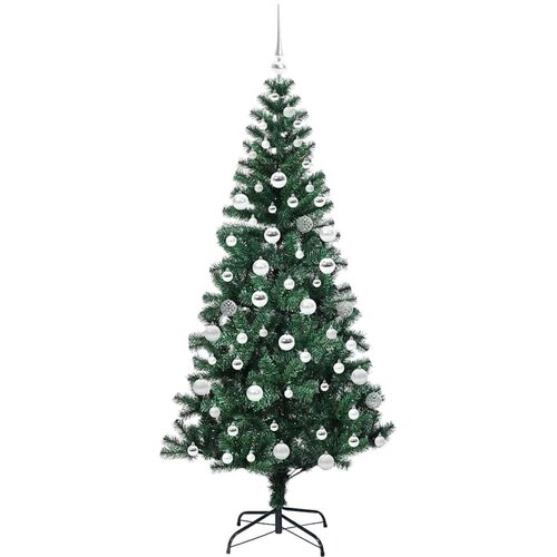 VidaXL Umjetno predsvijetljeno božićno drvce Zelena 180 cm PVC i metal Slike