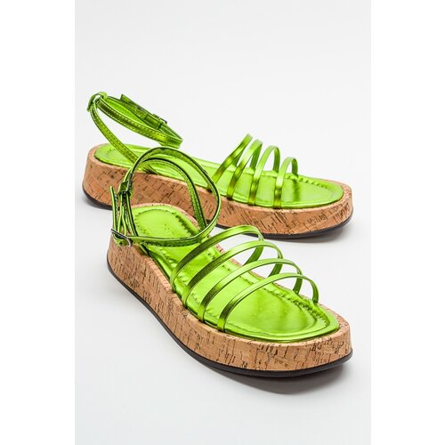 LuviShoes ANGELA Women's Metallic Green Sandals Cene