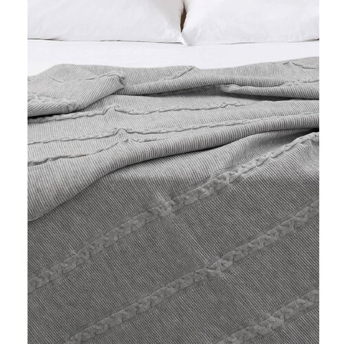 Oyo Concept Sivo bombažno pregrinjalo za enojno posteljo 150x200 cm Trenza – Oyo Concept Cene