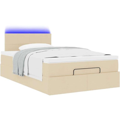 VidaXL Otomanski okvir kreveta s madracem krem 120x200cm od tkanine Slike