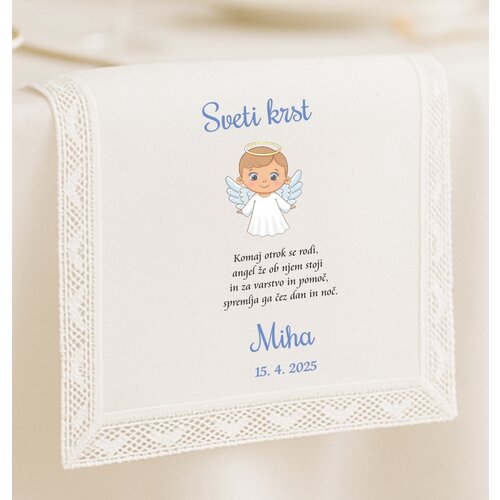  KRSTNI PRTIČEK z angelčkom v modri barvi KRSPRT 17 Cene