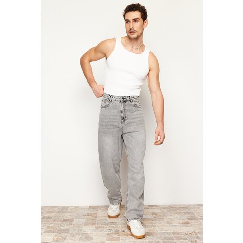 Trendyol Men's Gray Baggy Fit Jeans Denim Trousers Cene