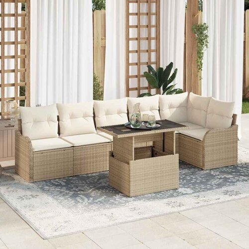  Sjedeća garnitura za vrt 7 kom. Svijetlo Poli Ratan 287,5 x 122,5 x 85 cm Slike